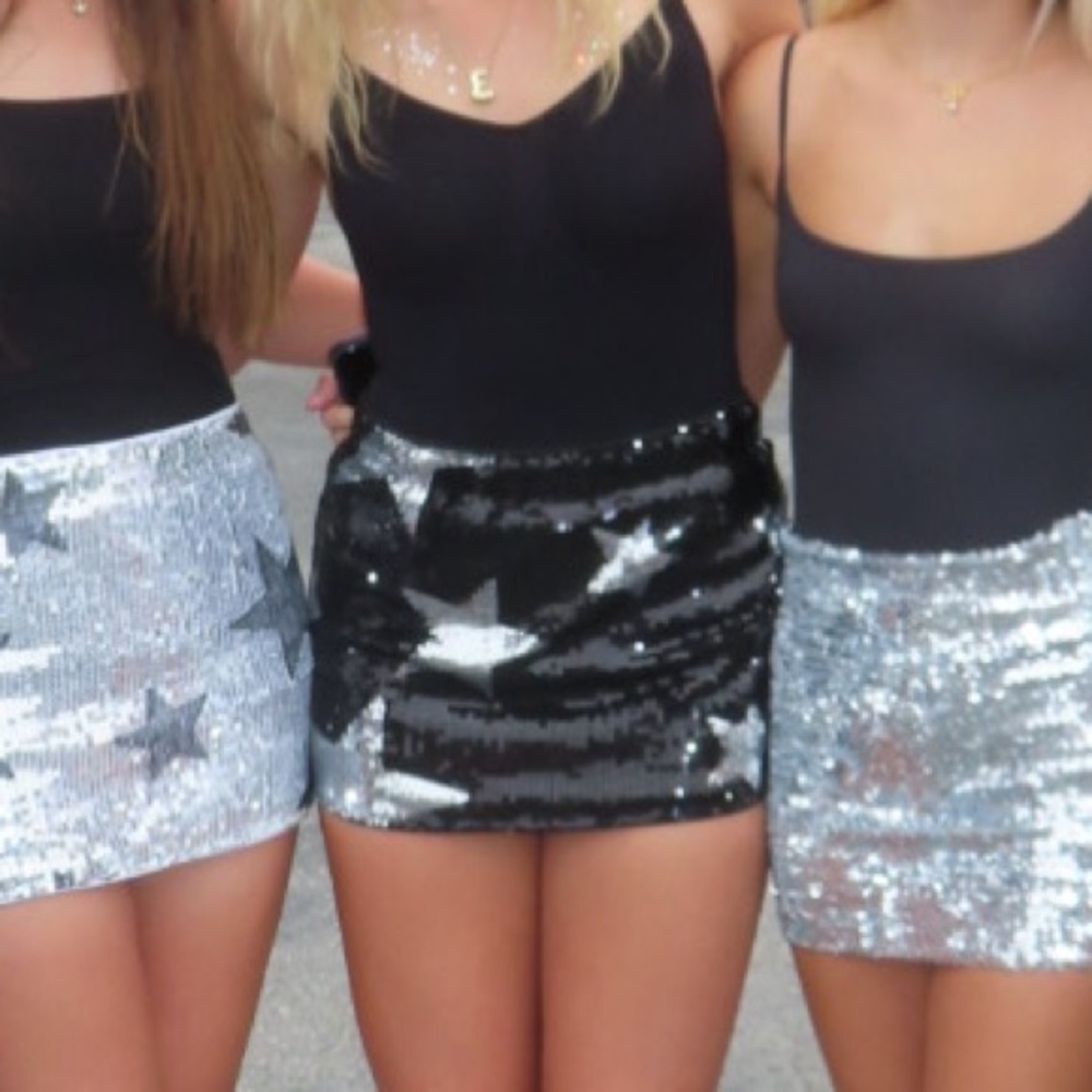 Silver and Black Sequin Skirt